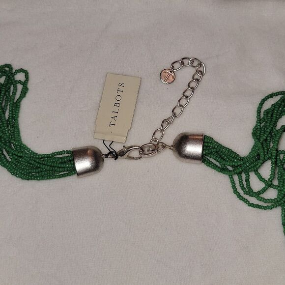 New TALBOTS Colorful Long Beaded Necklace ~ Green Blue Silver Beads $69.50 - Picture 10 of 16